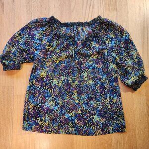 Aqua Vibrant Abstract Print Blouse – Boho Chic Top